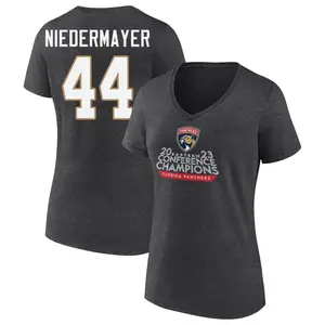 Women's Rob Niedermayer Florida Panthers Heather Charcoal 2023 Eastern Conference Champions V-Neck T-Shirt