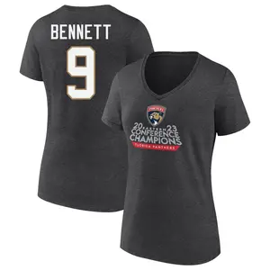 Women's Sam Bennett Florida Panthers Heather Charcoal 2023 Eastern Conference Champions V-Neck T-Shirt