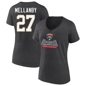 Women's Scott Mellanby Florida Panthers Heather Charcoal 2023 Eastern Conference Champions V-Neck T-Shirt