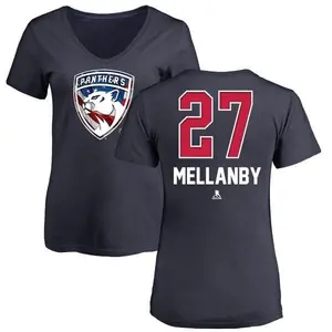 Women's Scott Mellanby Florida Panthers Name and Number Banner Wave V-Neck T-Shirt - Navy