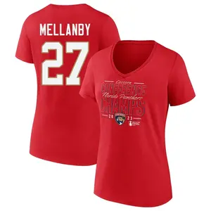 Women's Scott Mellanby Florida Panthers Red 2023 Eastern Conference Champions Goal Tender V-Neck T-Shirt