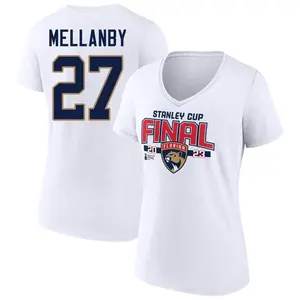Women's Scott Mellanby Florida Panthers White 2023 Stanley Cup Final V-Neck T-Shirt
