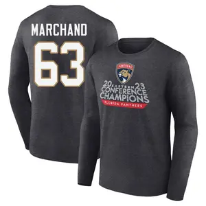 Youth Brad Marchand Florida Panthers Heather Charcoal 2023 Eastern Conference Champions Long Sleeve T-Shirt