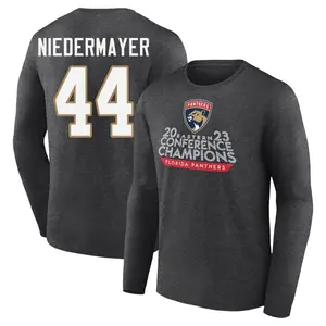 Youth Rob Niedermayer Florida Panthers Heather Charcoal 2023 Eastern Conference Champions Long Sleeve T-Shirt