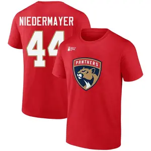 Youth Rob Niedermayer Florida Panthers Red 2023 Stanley Cup Final Name & Number T-Shirt